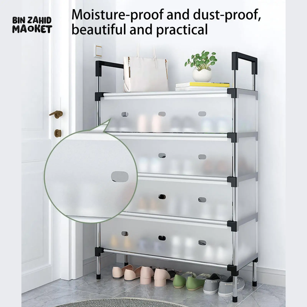 DUSTPROOF SHOE ORGANIZER RACK HEAVY DUTY STORAGE STAND FOR SHOES HEELS TOYS & MORE – HALLWAY DORM & GARAGE - 6 LAYER