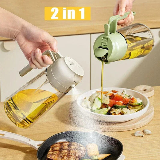 2 in 1 Oil Sprayer Bottle Kitchen Tool for Cooking Baking BBQ Easy Spray and Convenient Use - 470ML Rs 564