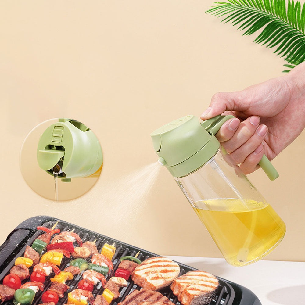 2 in 1 Oil Sprayer Bottle Kitchen Tool for Cooking Baking BBQ Easy Spray and Convenient Use - 470ML Rs 564