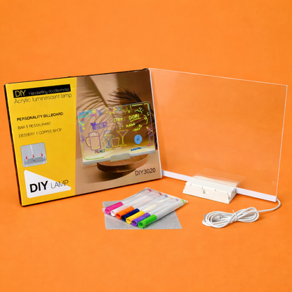 LED Light-Up Writing Board with Markers – Colorful DIY Acrylic Writing Pad with Stand & Erasable Pens for Kids