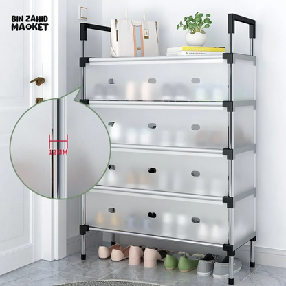 DUSTPROOF SHOE ORGANIZER RACK HEAVY DUTY STORAGE STAND FOR SHOES HEELS TOYS & MORE – HALLWAY DORM & GARAGE - 6 LAYER
