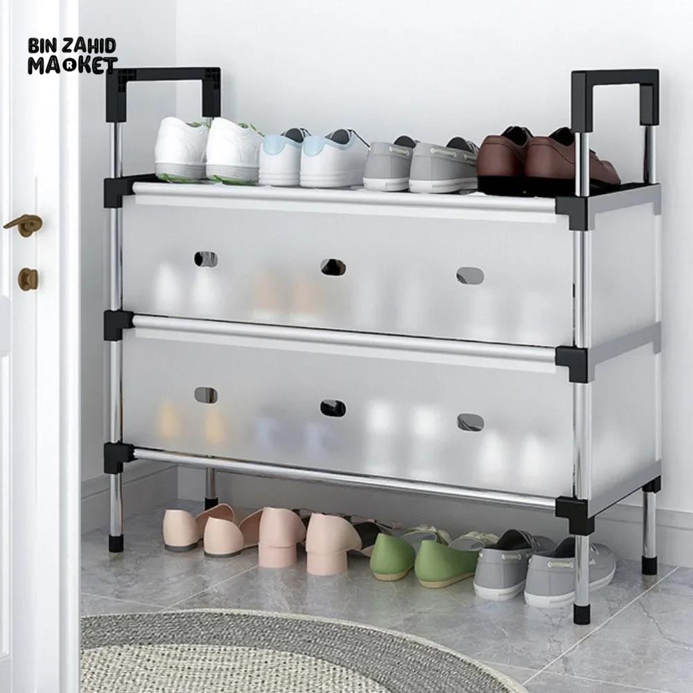 DUSTPROOF SHOE ORGANIZER RACK HEAVY DUTY STORAGE STAND FOR SHOES HEELS TOYS & MORE – HALLWAY DORM & GARAGE - 6 LAYER