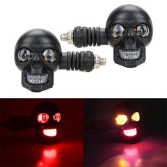 2PCS Motorcycle LED Dual Color Skull Shape Waterproof Fog
