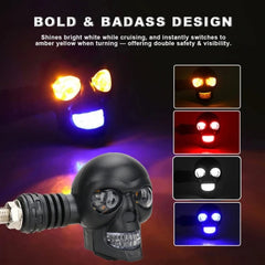 2PCS Motorcycle LED Dual Color Skull Shape Waterproof Fog