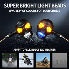 2PCS Motorcycle LED Dual Color Skull Shape Waterproof Fog