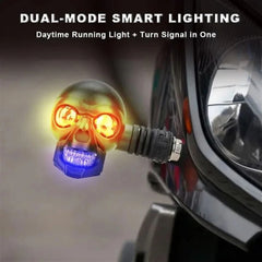 2PCS Motorcycle LED Dual Color Skull Shape Waterproof Fog